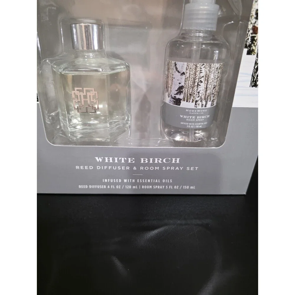 HomeWorx Slatkin Co White Birch Reed Diffuser Room Spray Gift Set Essential Oils